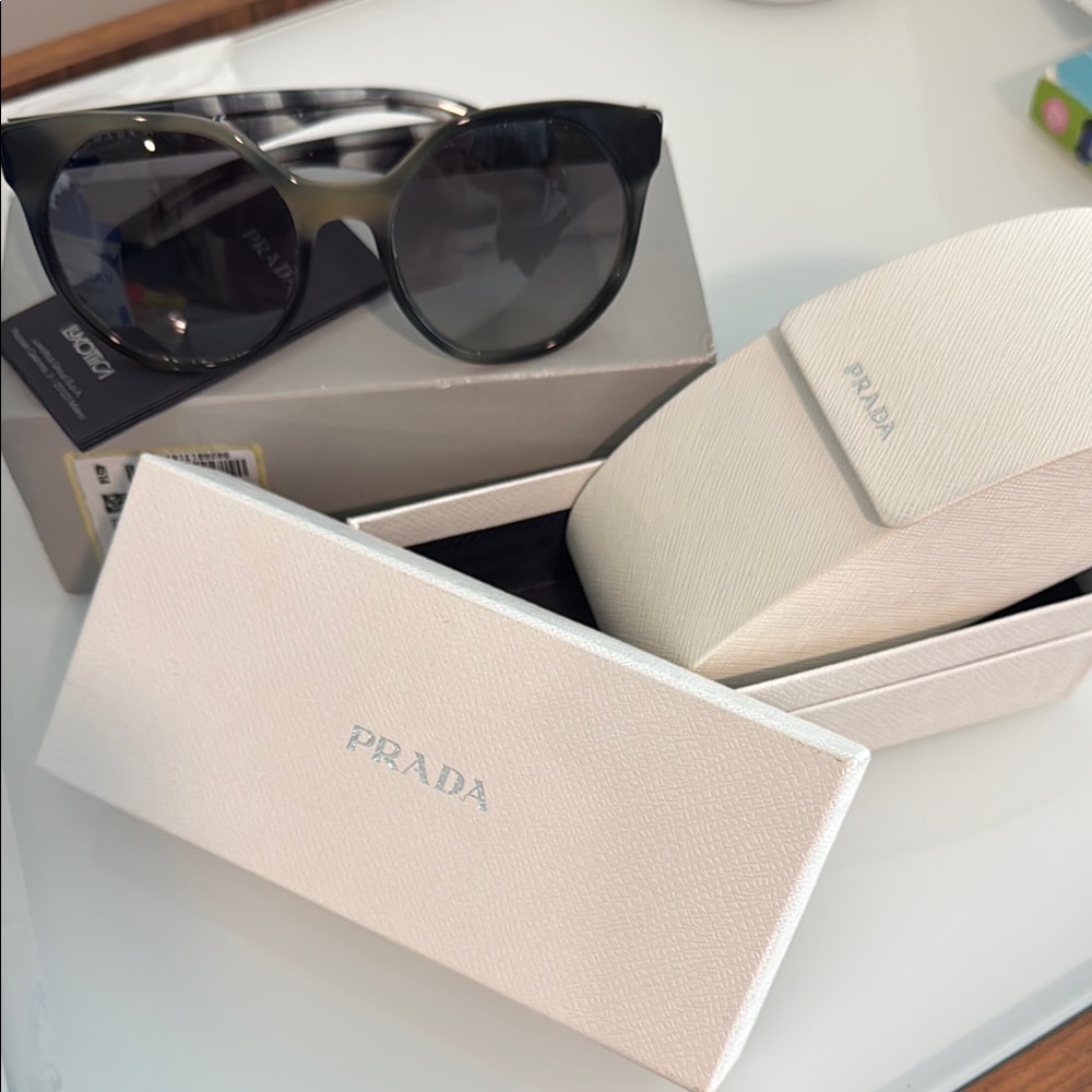 Prada Black Cat Eye Sunglasses with White Case